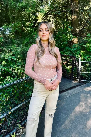 Blossom Haze Mock Neck Top
