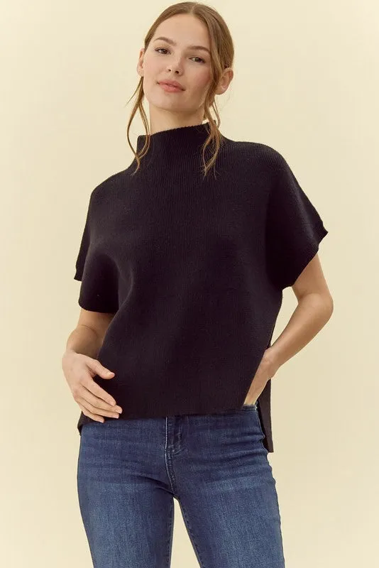 Ribbed knit Short Dolman Sleeves Top