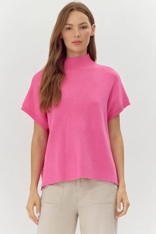 Ribbed knit Short Dolman Sleeves Top