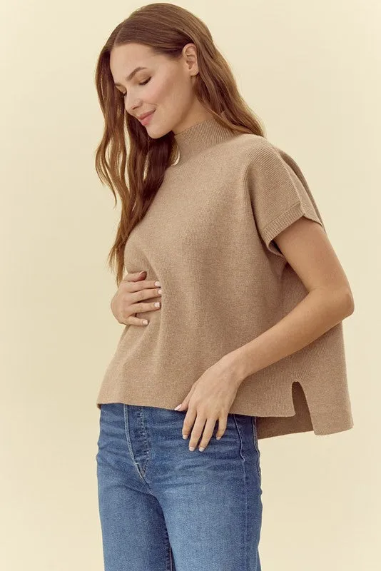 Ribbed knit Short Dolman Sleeves Top