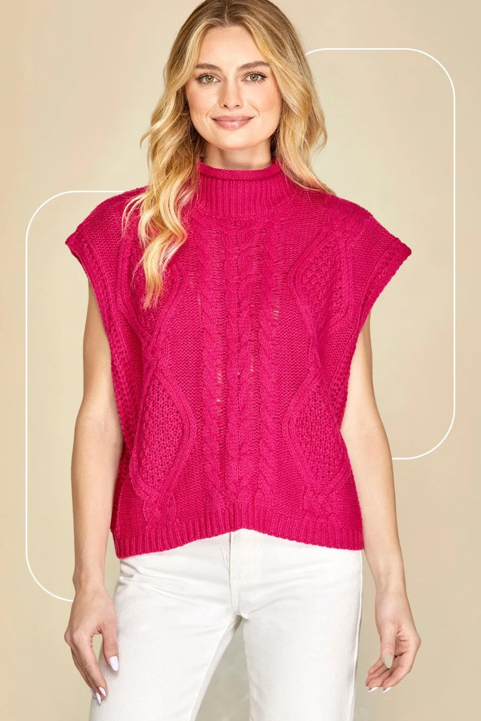 Sleeveless Cable Sweater Vest Top